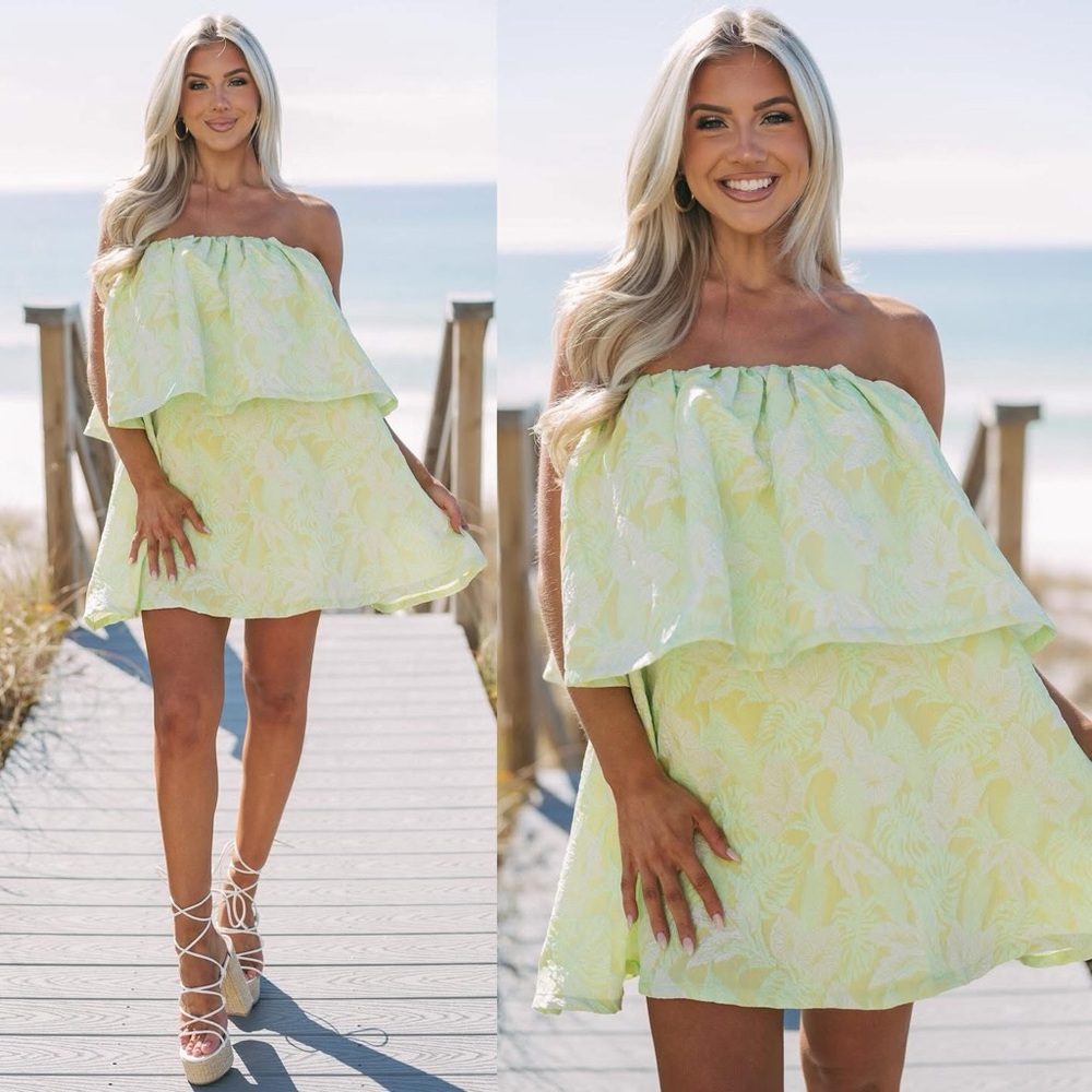 Avery Jacquard mini dress - key lime